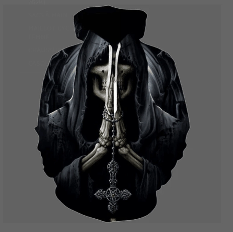 Skull 3D Printing Hooded Pocket Pullover Sweater Nanchao Hoodie Men'S Personality Manufacturer Graphic Design Embroidered Detail
