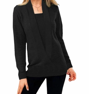 Knitted Solid Color Deep V-neck Long Sleeved Sweater For Women Essential Clothing