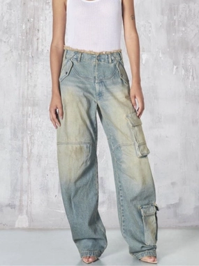 Breathable Brunch Outfit Street Pocket Jeans Women's High Street Retro Overalls