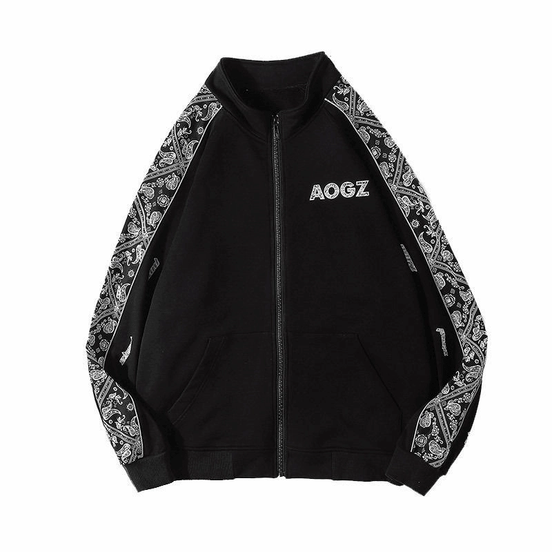 product skiing suitability product linen breathability Cashew Flower Stand Collar Jacket Loose Trend Couple Coat