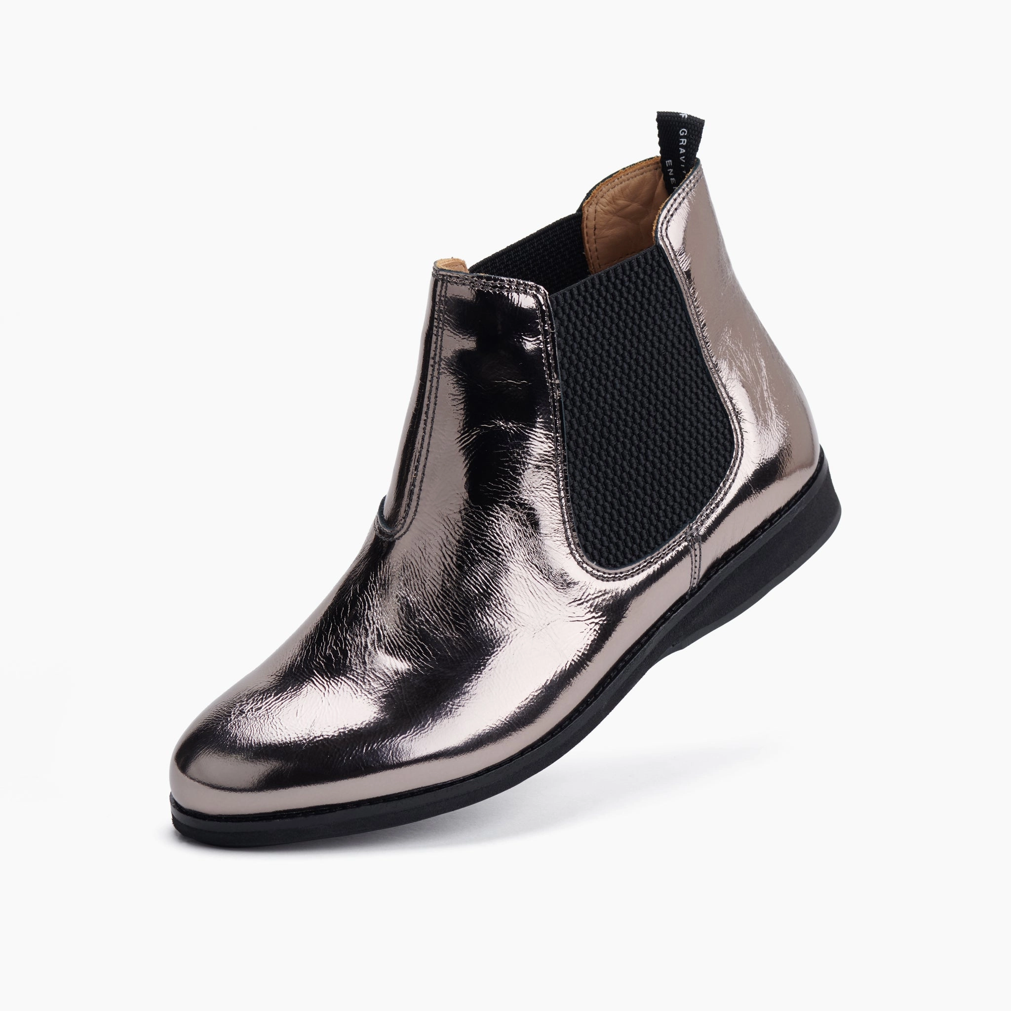 Stylish Look Chelsea Pewter Crinkle Patent/Black Creative Look Reliable