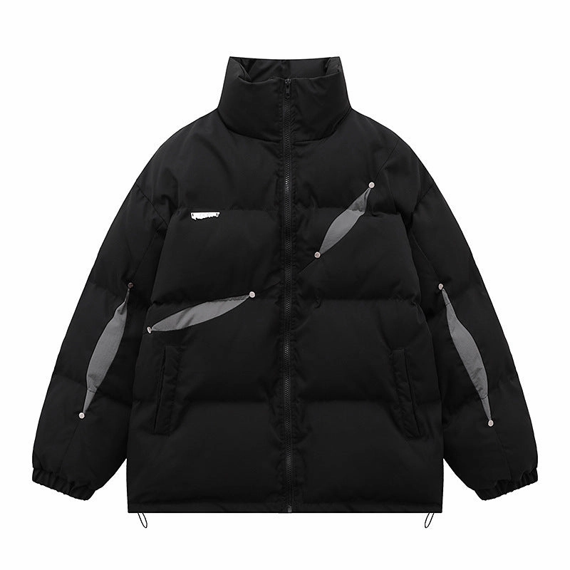 Headband Adventure Ready Wear Stand-up Collar Cotton-padded Clothes Coat Men's Clothing Winter Thicken Thermal Loose Color Matching Design Blouse