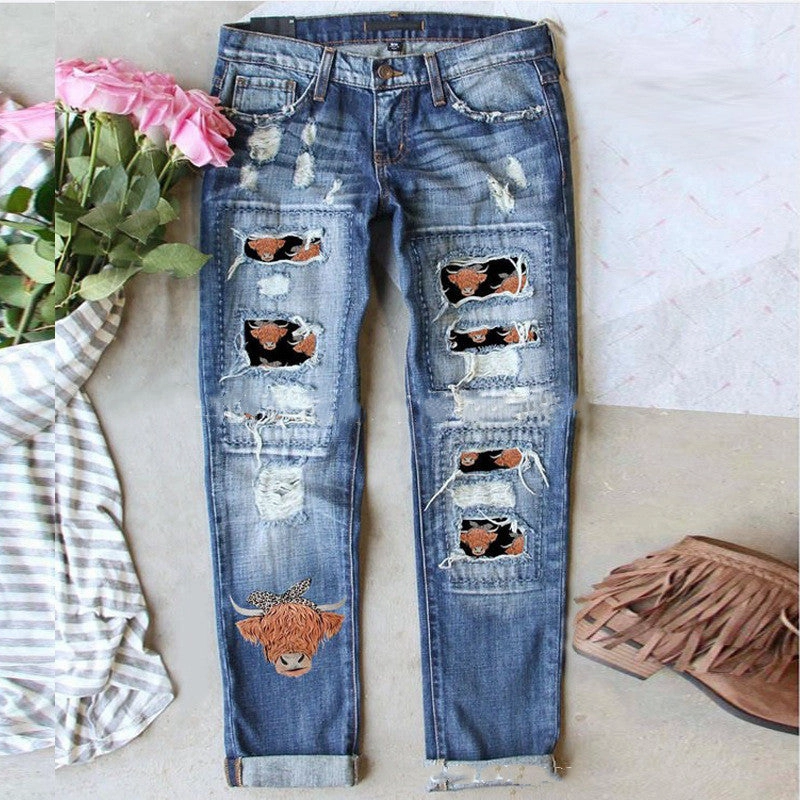 Summer Street Hipster Denim With Hole Trousers Daily Attire