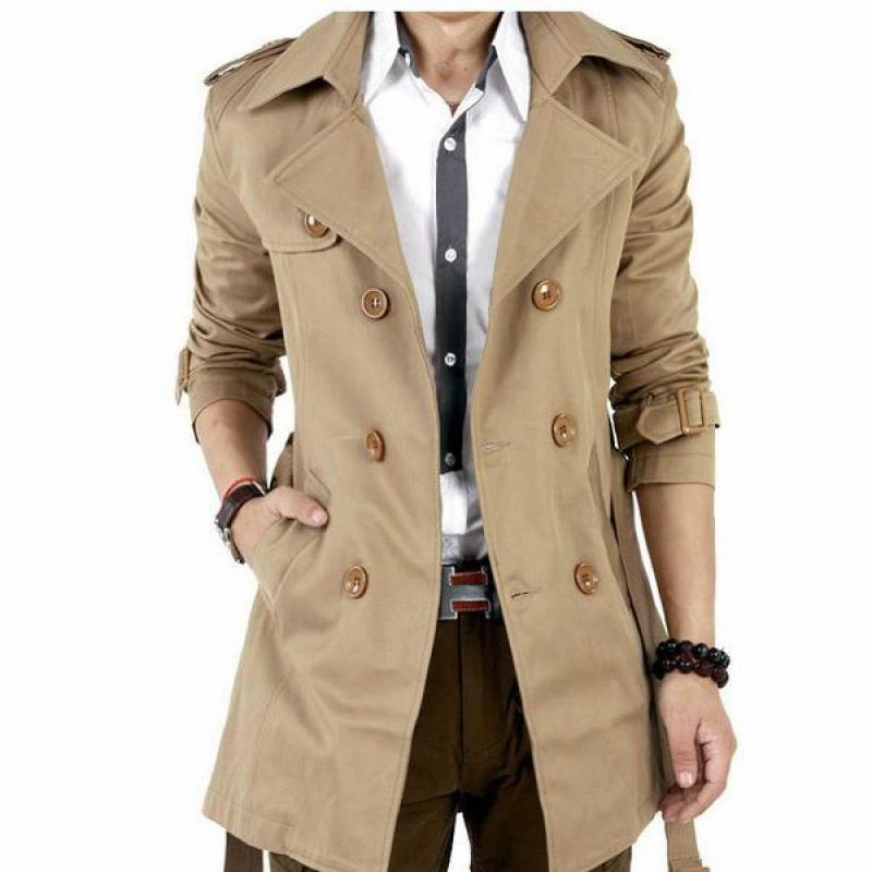 West Louis? Brand Double Breasted Windbreaker Coat AntiStaticLining Smart Design
