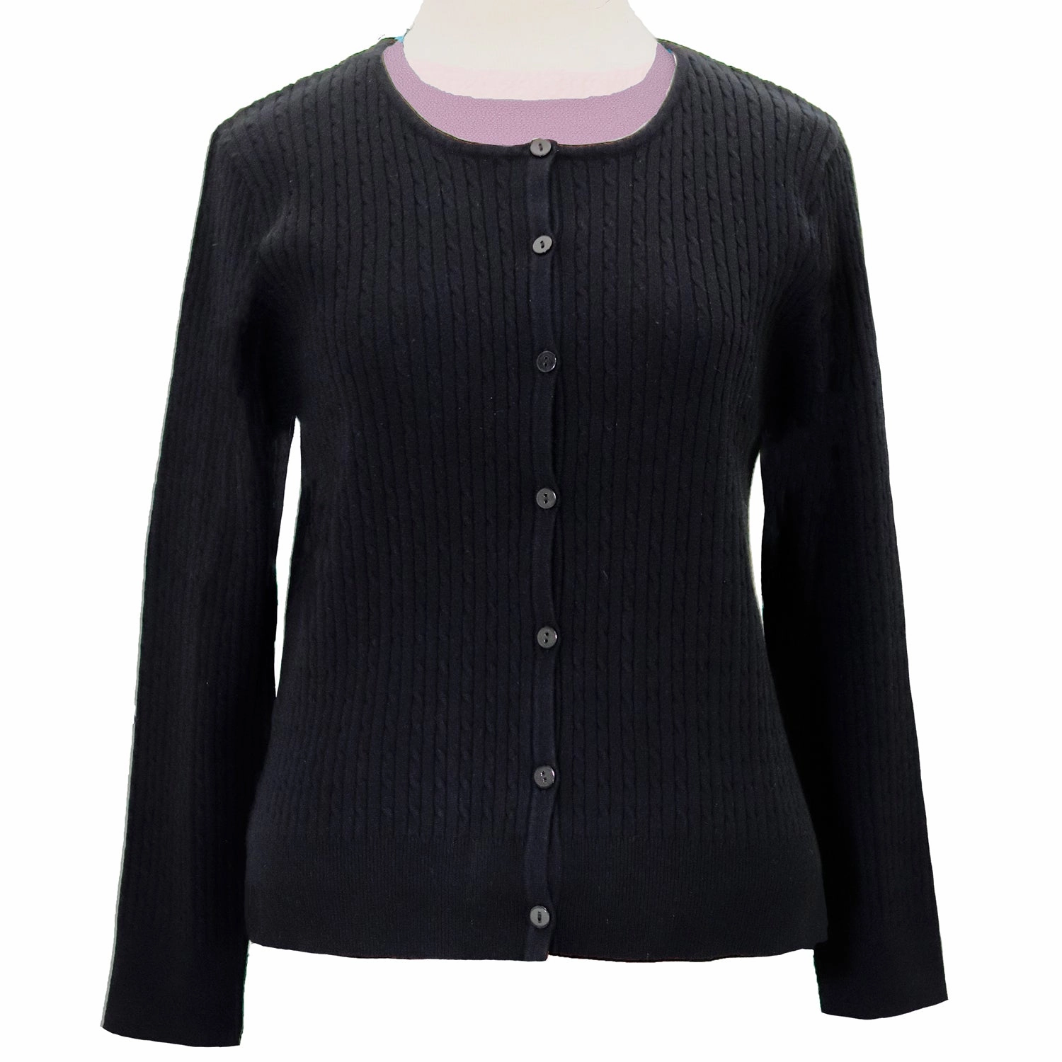 Utility Mode King Mode Women's Round Neck Cable Cardigan Sweater 9811