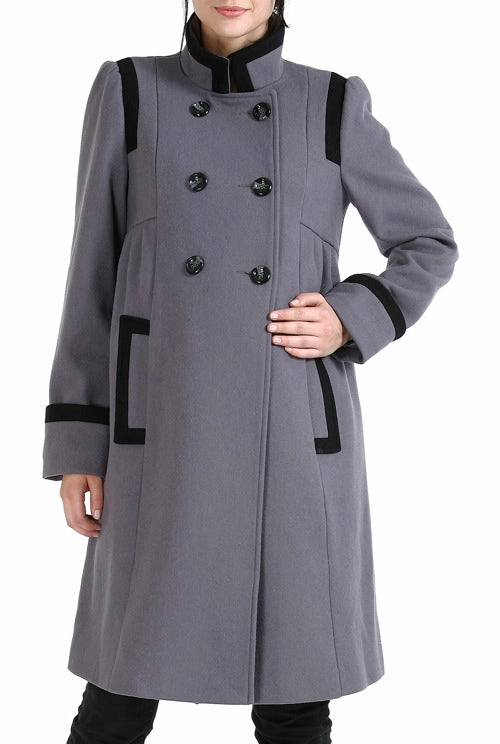 Momo Maternity Women's 'Madison' Double Breasted Wool Blend Coat Thermal Lined