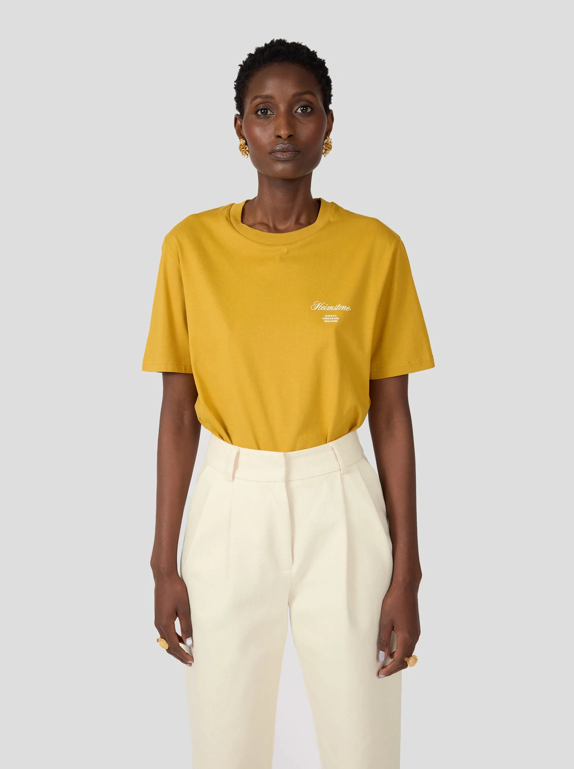 Snag Resistant Surface T-shirt Collector Unisexe ?C Tabac avec Logo Heimstone Blanc Cass??