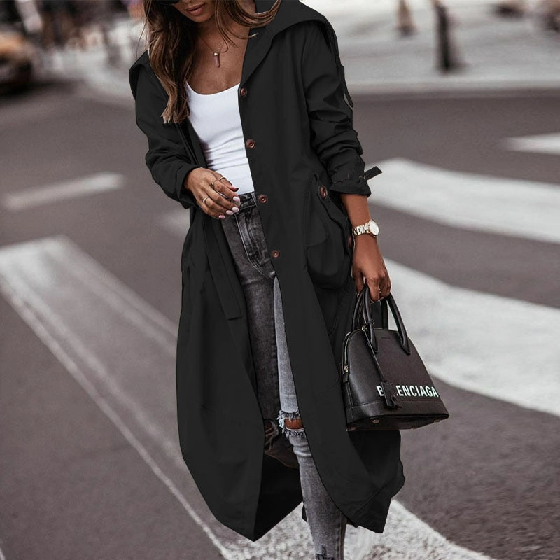 Eco Nice Temperament Niche Personality Casual Large Lapel Mid-length Trench Coat