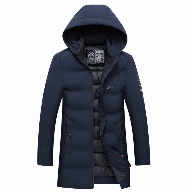 Thick Mid-Length down Padded Jacket Men'S Loose Jacket Tactile Response Fabric