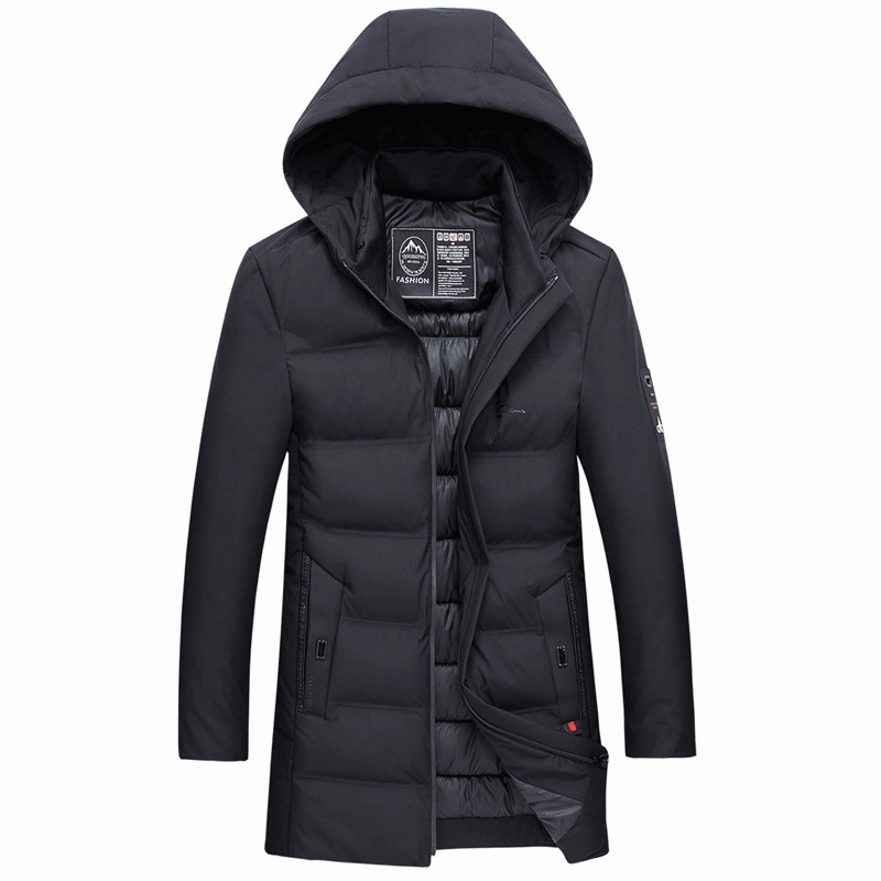 Thick Mid-Length down Padded Jacket Men'S Loose Jacket Quick Access Pockets