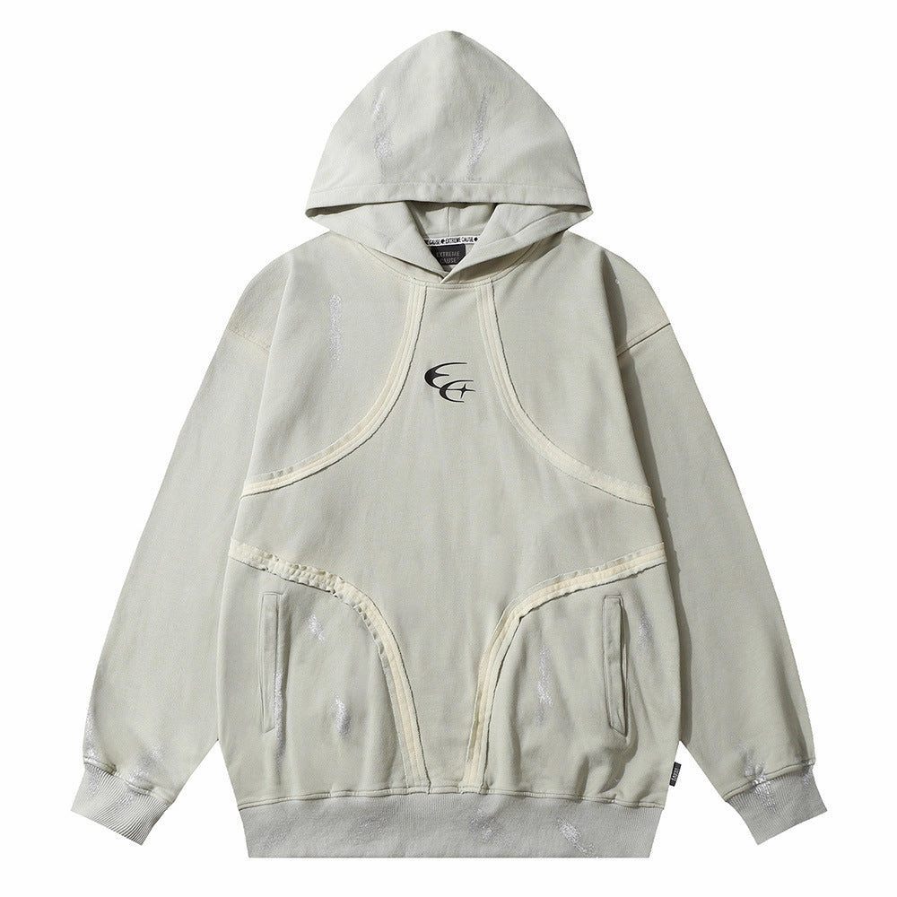 Tie-dye Printing Patchwork Hoodie Men's Autumn Layered Fashion Vacation Style