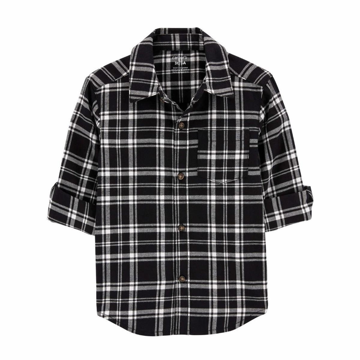 Boys' Plaid Twill Button-Down Shirt 2R615510 outdoor mode Glitter Fit