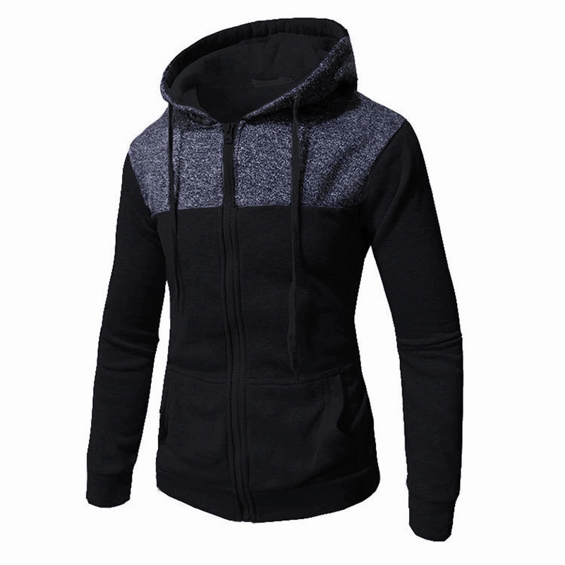 Hooded Color Block Casual Sweater Men'S Jacket Cardigan Outdoor Relaxed Lightweight Comfort