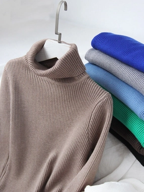 Non Slip Collar Women Turtleneck Sweater 2022 Autumn Winter Sloid Color Cashmere Sweaters