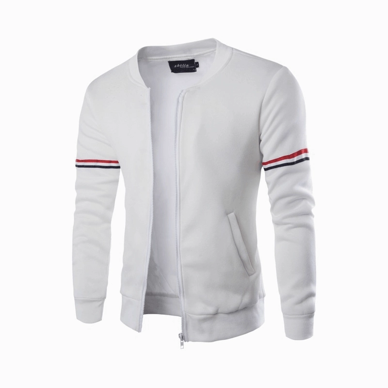 fluffy texture Men'S Casual Jacket Webbing Decorated Stand-Collar Sweater