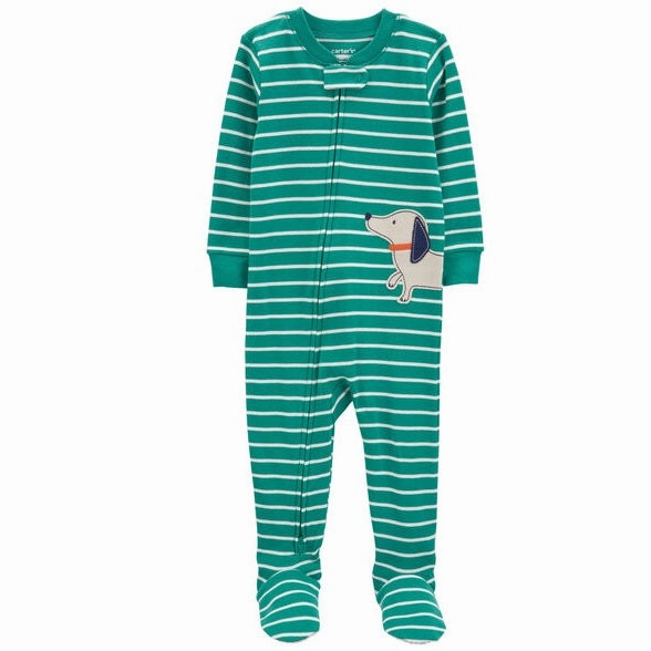 HypoallergenicFabric Toddler Boys' 1-Piece Striped Dog Sleeper 2R017110-969