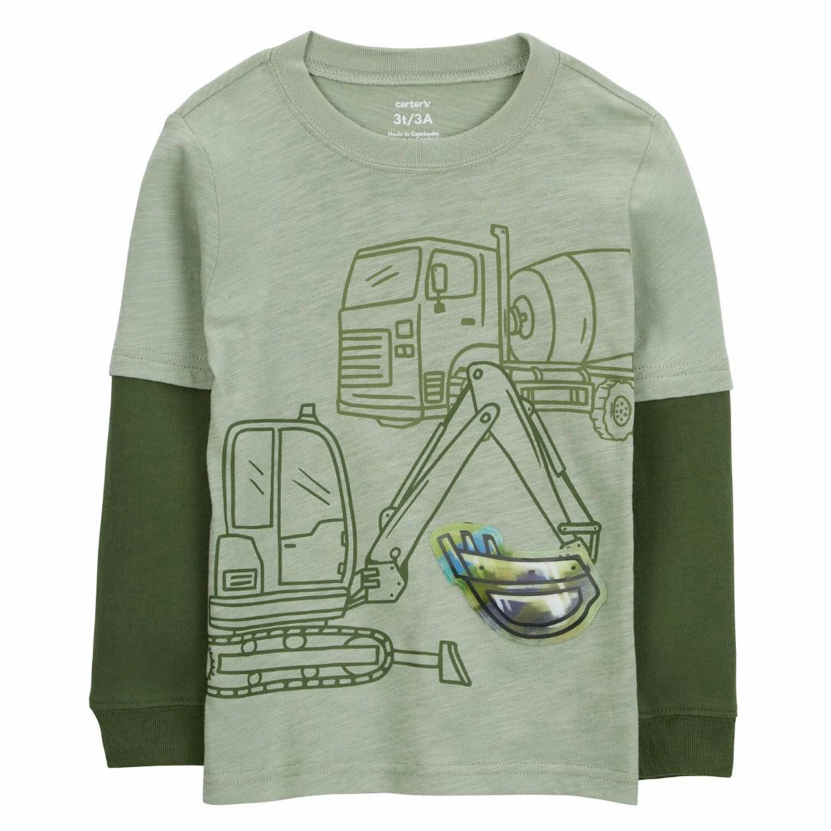 Spring Glow EcoFriendlyDyeProcess Toddler Boys' Construction Foil Long-Sleeve Tee 2S037810