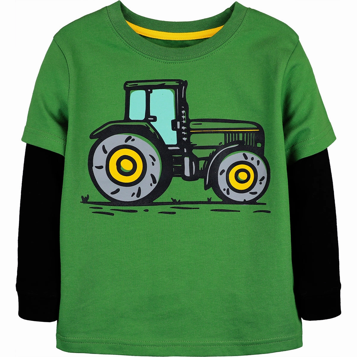 Windproof Fabric Flexible Waistband Toddler Boys' Long-Sleeve Tractor Tee J4T550GT