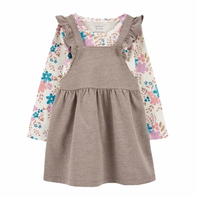 Toddler Girls' 2-Piece Floral Tee & Flutter Dress Set 2R971310 Casual Bottoms MultiFunctional Pockets
