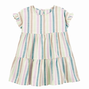Toddler Girls' Striped Tiered Linen Dress 2S783010 Tribal Soul
