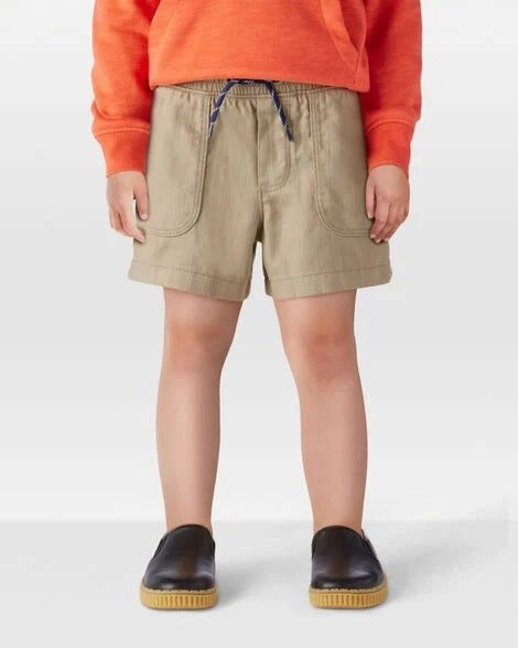 Toddler Pull-On Twill Shorts - Khaki 2S826210-260 QuickPackable Design Late Breeze