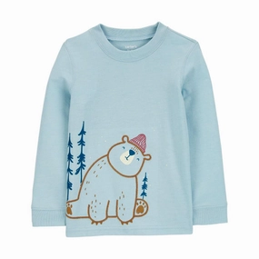 Reinforced Edges Toddler Winter Bear Graphic Long-Sleeve Tee 2S012710