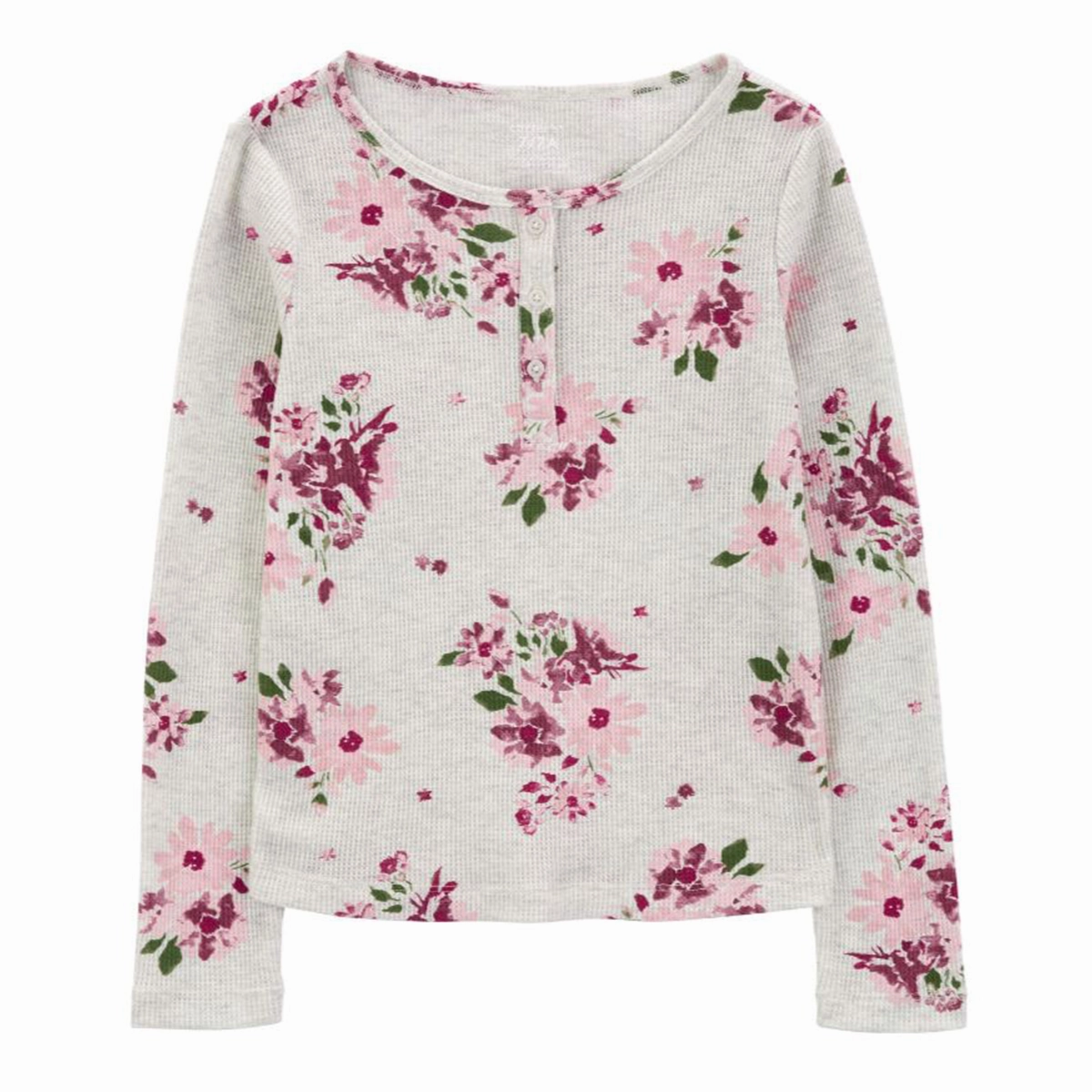 MoistureWickingMaterial Winner Vibe Girls' Floral Waffle Knit Long-Sleeve Shirt 3R5146