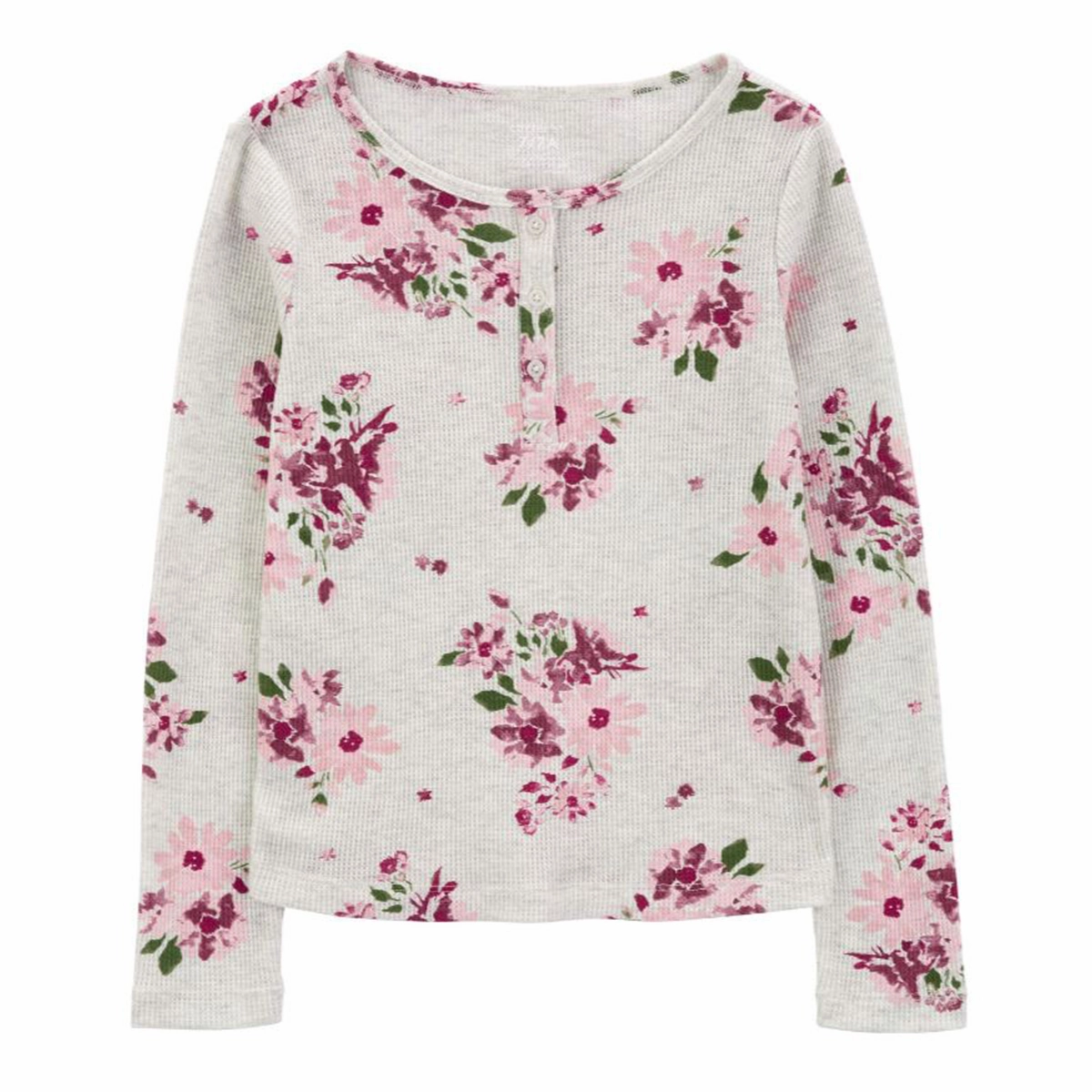 Girls' Floral Waffle Knit Long-Sleeve Shirt 3R5146 QuickDryDesign QuickReleaseClosure