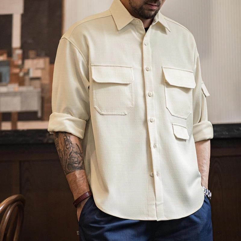 Symbol Casual Anti-Wrinkle Long-Sleeved Men's Shirt Jacket