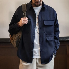 Casual Anti-Wrinkle Long-Sleeved Men's Shirt Jacket Essential Warmth