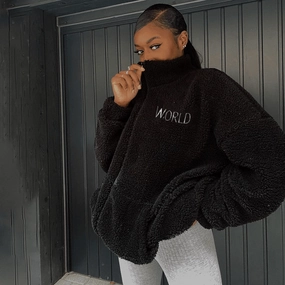 Trendy Letters Embroidered Lamb Velvet Long-Sleeved Jacket product mass produced efficiency