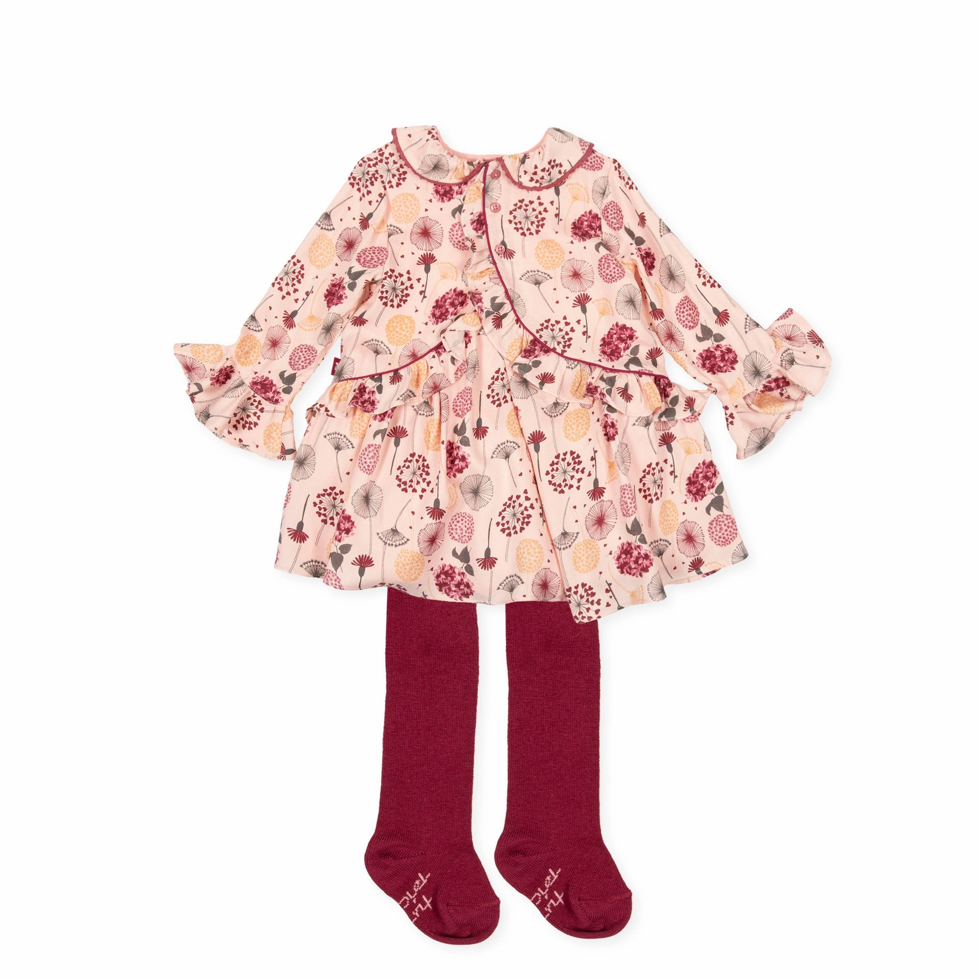 Tutto Piccolo 9225 Vestido Viyela Dress With Tights - Petal pumps