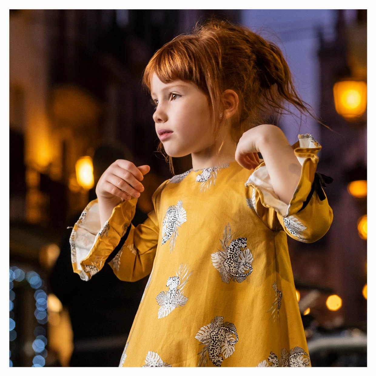 Tutto Piccolo 9227 Vestido Sat??n Con Leotardos Dress With Tights - Mustard Italian acquisition