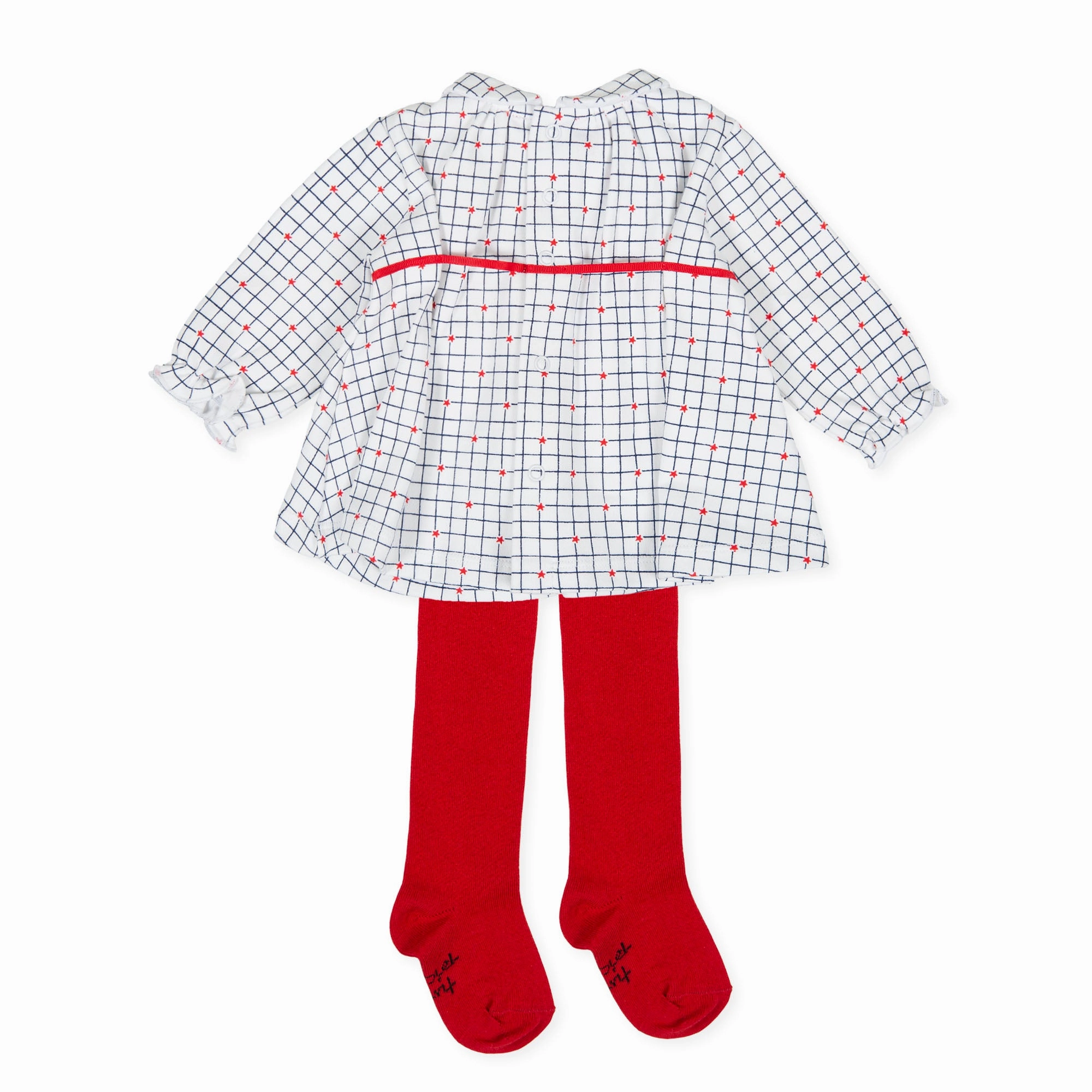 Central american Tutto Piccolo 9797 Vestido Interlock Dress With Tights - Optical White/Red