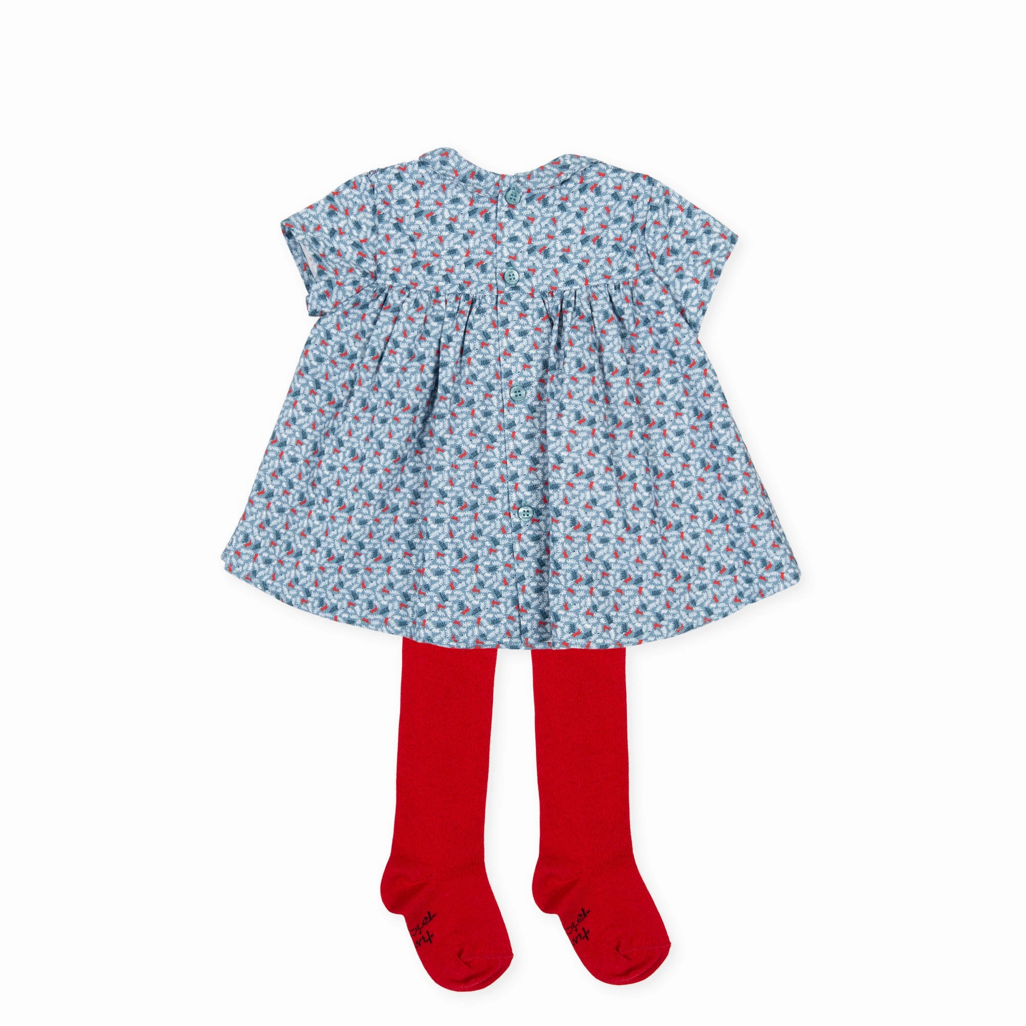 Tutto Piccolo Vestido Viyella Con Leotardos Short Sleeve Dress With Tights - Atlantic Blue espadrille wedges wellness intelligence intelligence