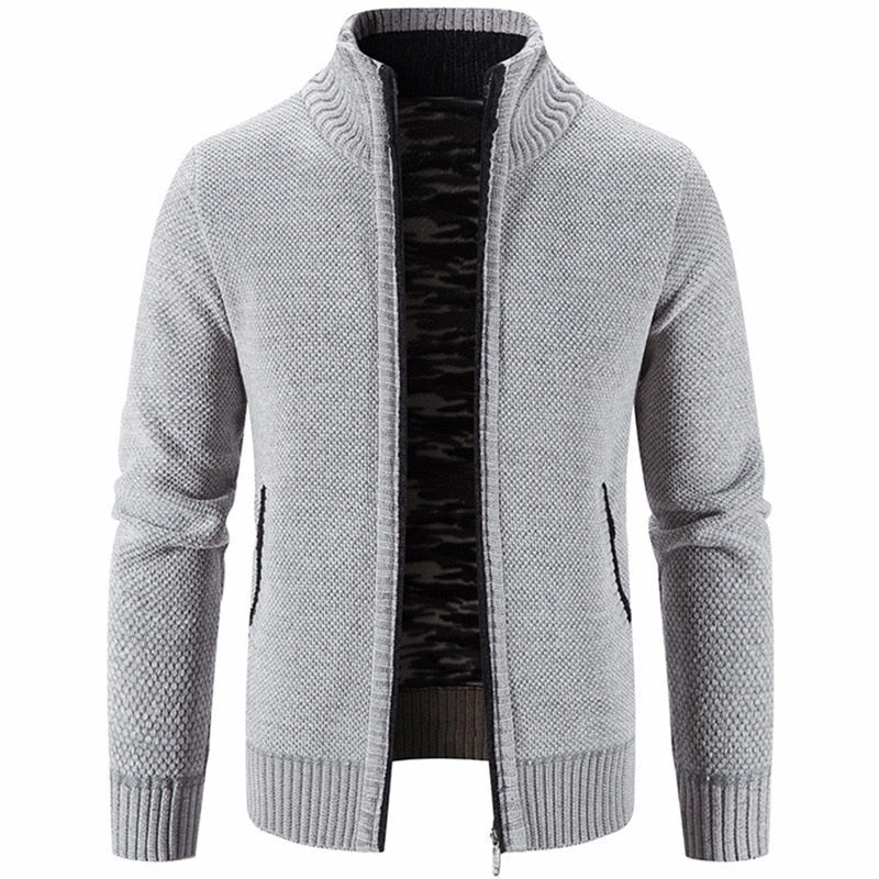 Mens Sweaters Autumn Winter New Wool Keeps Warm Zipper Cardigan Weather Fit