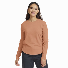 GridTexture Women's Soft Merino Long Sleeve Tee - Sienna Blush
