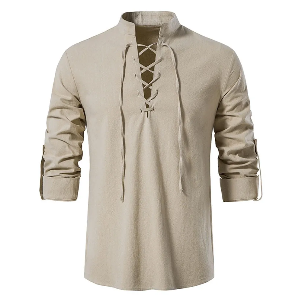 West Louis? Casual Long Sleeve Button Loose Linen Henley Shirt Fashion-Forward Fit