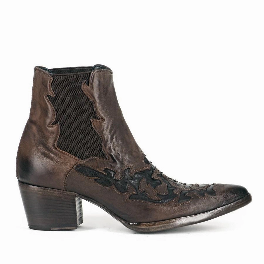 URSULA 46036<br>Dark brown texan inspired ankle boots Anti Bacterial Quiet Sole