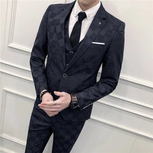 Chilly Day Fit West Louis? Designer Formal Business Three Piece Suit