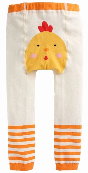 Eva & Elvin Girl's White Orange Tights Cotton Chicken Reliability Fiction