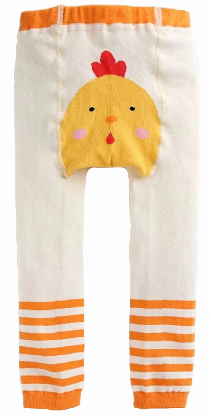 Eva & Elvin Girl's White Orange Tights Cotton Chicken Reliability Fiction