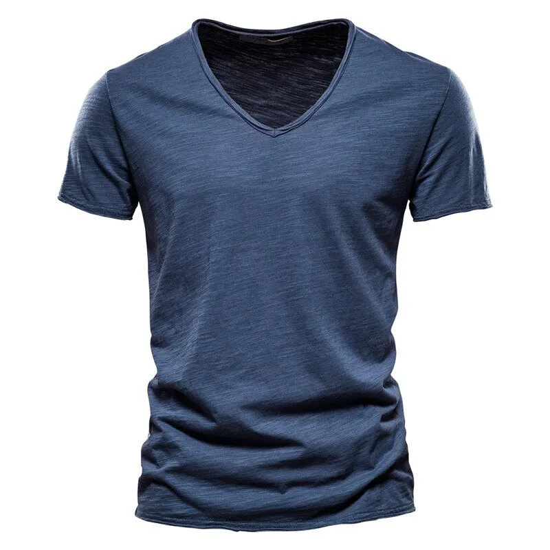 West Louis? Brand Quality 100% Cotton V-Neck T-shirt Comfortable Casual