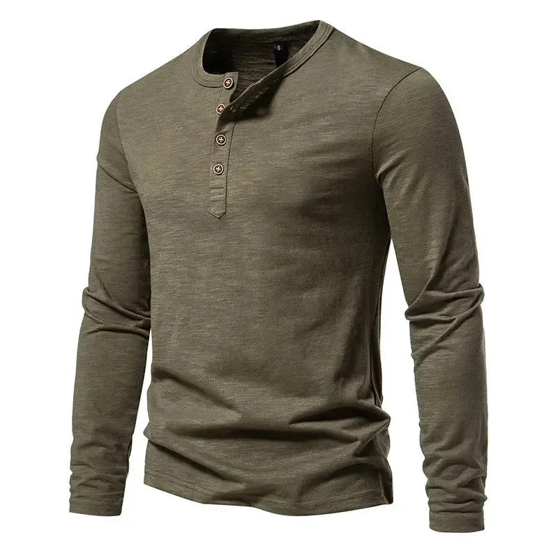 Modern Comfort Style Cozy And Stylish West Louis? Long Sleeved Henley Collar T-shirts