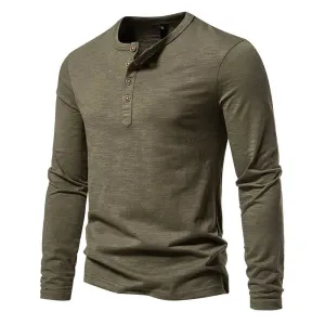 Breathable mesh Elastic Fit West Louis? Long Sleeved Henley Collar T-shirts