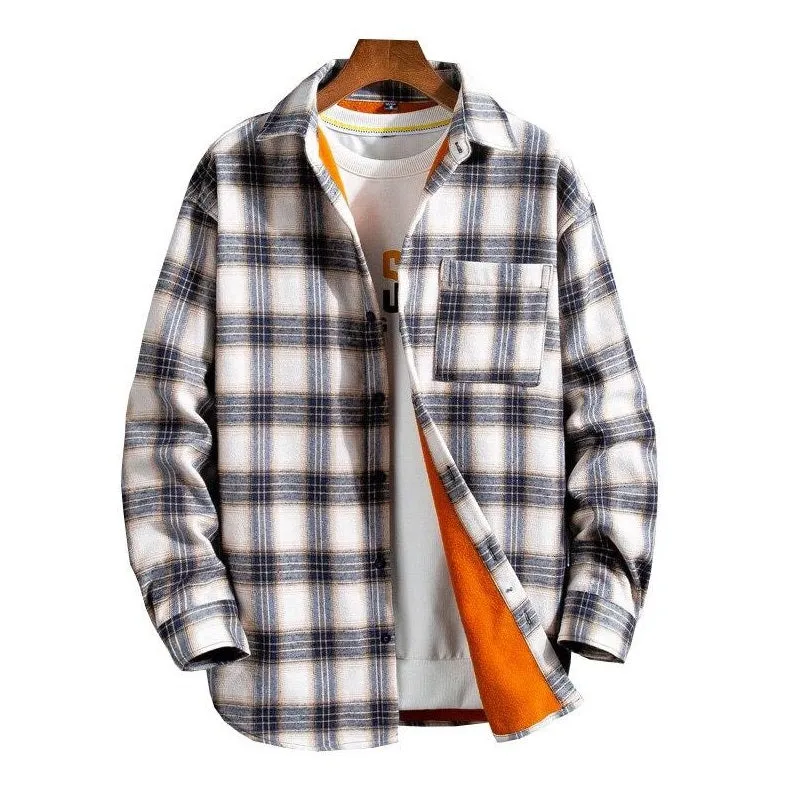 West Louis? Velvet Thickening Fashion Plaid Shirt Seasonal Trend Simple and Comfortable