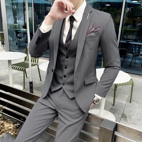 West Louis? 3 Pieces Set Casual Stripe Business Groom Suit Perfect Design Wear Timeless Professional Look