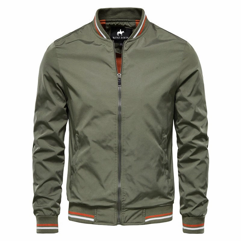 West Louis? Bomber Baseball Solid Color Business Jacket Adjustable Hem Lock System Cool Season
