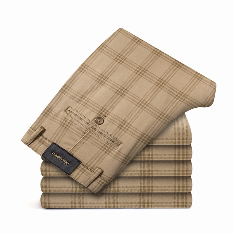 West Louis? Brand Plaid Business-Men Style Dress Pants BreathableMeshLining Laser cut