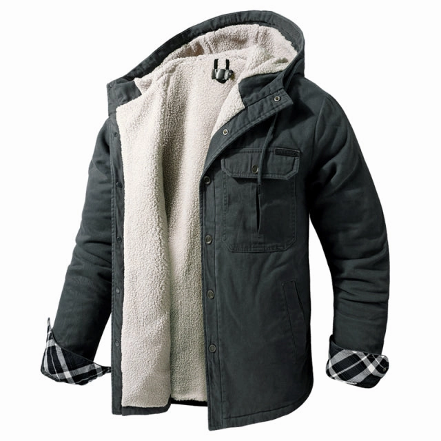 West Louis? Classic Cotton Warm Hooded Windbreaker Parka Casual Work Look Double Layered